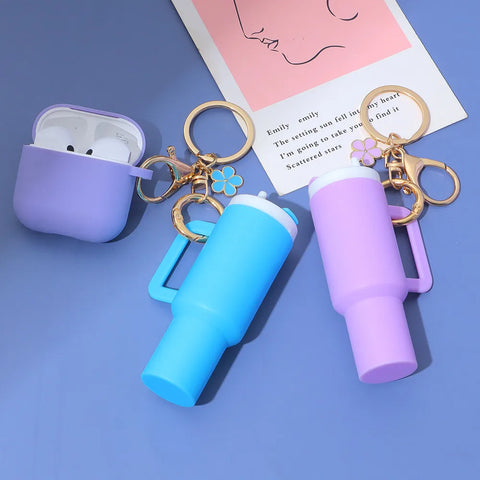 Mini Simulated Stanley Tumbler Keychain Women Girls Chapstick Holder Keyring Diy Accessories For Stanley Cup Handbag Purse Decor