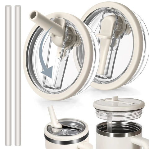 40 oz Tumbler Lid for , 2 Pack Tumbler Filp Straw Lid Replacement, Spill Proof Splash Resistant Tumbler Cover