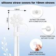 9pcs Cup Accessories for Stanley Set, 3 Spill Proof Stopper 2 Straws and Brush and 1 Flower Charm Chain Flowers Straw Cover Boot