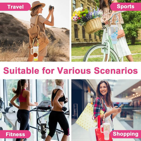 Stanley Cup Accessories Set- Water Bottle Handle Strap, Siliocne Stanley Cup Boot, Stanley Charms for Stanley Cup 40oz Tumbler