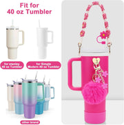 Stanley Cup Accessories Set- Water Bottle Handle Strap, Siliocne Stanley Cup Boot, Stanley Charms for Stanley Cup 40oz Tumbler