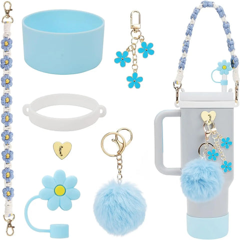 Stanley Cup Accessories Set- Water Bottle Handle Strap, Siliocne Stanley Cup Boot, Stanley Charms for Stanley Cup 40oz Tumbler