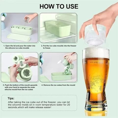 1pc Silicon Ice Cube Mold Stanley Kitchen Bar Tools Beverage Chiller  Cocktail  Mold  Summer  Ice Mold Ice  Cream Mold  Durable