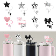 NEW Straw Cover Cap for stanley Cup Accessories Cute Stars 4PCS Toppers For Tumblers, 10mm Silicone Straw Covers for stanley