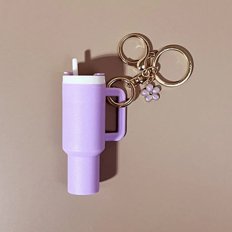 Mini Simulated Stanley Tumbler Keychain Women Girls Chapstick Holder Keyring Diy Accessories For Stanley Cup Handbag Purse Decor