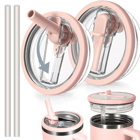 40 oz Tumbler Lid for , 2 Pack Tumbler Filp Straw Lid Replacement, Spill Proof Splash Resistant Tumbler Cover