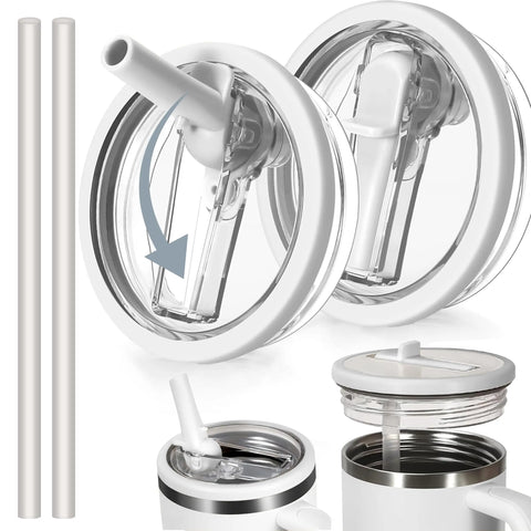 40 oz Tumbler Lid for , 2 Pack Tumbler Filp Straw Lid Replacement, Spill Proof Splash Resistant Tumbler Cover