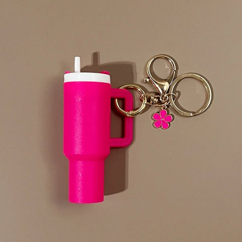 Mini Simulated Stanley Tumbler Keychain Women Girls Chapstick Holder Keyring Diy Accessories For Stanley Cup Handbag Purse Decor