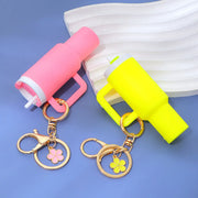 Mini Simulated Stanley Tumbler Keychain Women Girls Chapstick Holder Keyring Diy Accessories For Stanley Cup Handbag Purse Decor